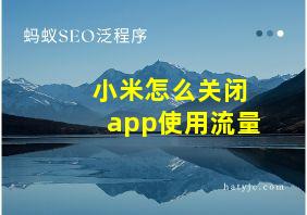 小米怎么关闭app使用流量