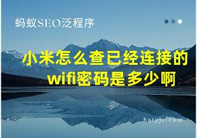 小米怎么查已经连接的wifi密码是多少啊