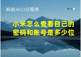 小米怎么查看自己的密码和账号是多少位