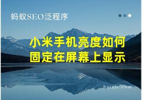 小米手机亮度如何固定在屏幕上显示