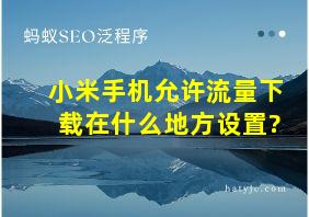 小米手机允许流量下载在什么地方设置?