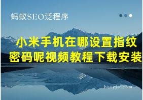 小米手机在哪设置指纹密码呢视频教程下载安装