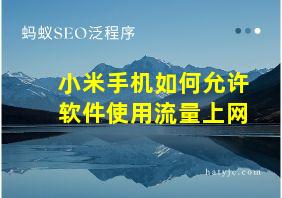 小米手机如何允许软件使用流量上网