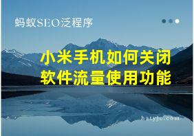 小米手机如何关闭软件流量使用功能