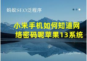 小米手机如何知道网络密码呢苹果13系统