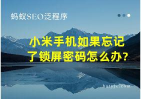 小米手机如果忘记了锁屏密码怎么办?