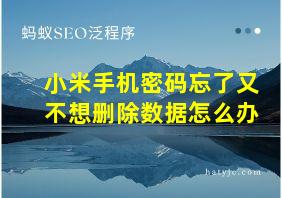 小米手机密码忘了又不想删除数据怎么办