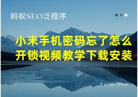 小米手机密码忘了怎么开锁视频教学下载安装