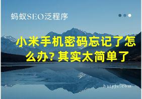 小米手机密码忘记了怎么办? 其实太简单了