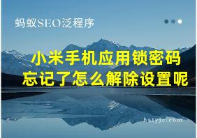 小米手机应用锁密码忘记了怎么解除设置呢