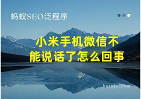 小米手机微信不能说话了怎么回事