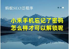 小米手机忘记了密码怎么样才可以解锁呢