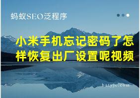 小米手机忘记密码了怎样恢复出厂设置呢视频