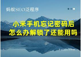 小米手机忘记密码后怎么办解锁了还能用吗