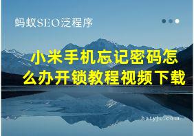 小米手机忘记密码怎么办开锁教程视频下载