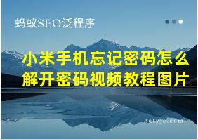 小米手机忘记密码怎么解开密码视频教程图片