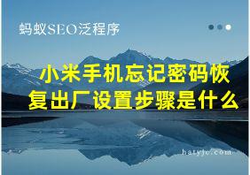 小米手机忘记密码恢复出厂设置步骤是什么