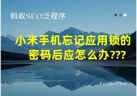 小米手机忘记应用锁的密码后应怎么办???