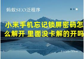 小米手机忘记锁屏密码怎么解开 里面没卡解的开吗