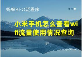 小米手机怎么查看wifi流量使用情况查询