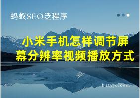 小米手机怎样调节屏幕分辨率视频播放方式