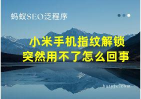 小米手机指纹解锁突然用不了怎么回事