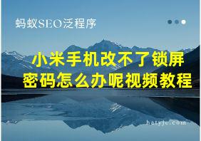 小米手机改不了锁屏密码怎么办呢视频教程