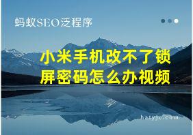 小米手机改不了锁屏密码怎么办视频