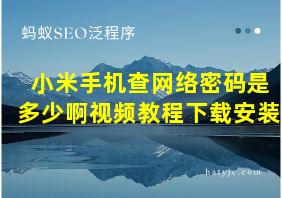 小米手机查网络密码是多少啊视频教程下载安装