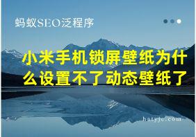 小米手机锁屏壁纸为什么设置不了动态壁纸了