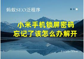 小米手机锁屏密码忘记了该怎么办解开