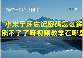 小米手环忘记密码怎么解锁不了了呀视频教学在哪里