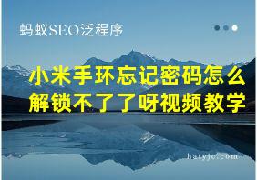 小米手环忘记密码怎么解锁不了了呀视频教学