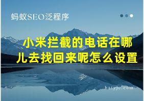 小米拦截的电话在哪儿去找回来呢怎么设置