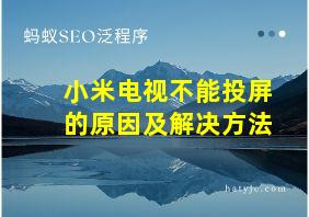 小米电视不能投屏的原因及解决方法