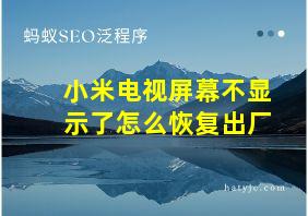 小米电视屏幕不显示了怎么恢复出厂