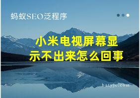 小米电视屏幕显示不出来怎么回事