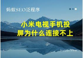 小米电视手机投屏为什么连接不上