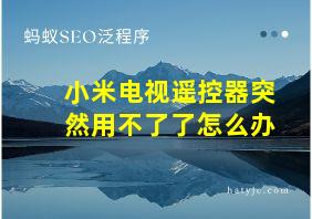 小米电视遥控器突然用不了了怎么办