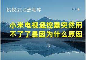 小米电视遥控器突然用不了了是因为什么原因