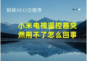 小米电视遥控器突然用不了怎么回事