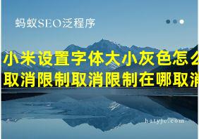 小米设置字体大小灰色怎么取消限制取消限制在哪取消