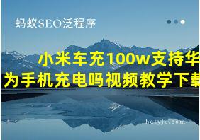 小米车充100w支持华为手机充电吗视频教学下载