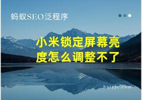 小米锁定屏幕亮度怎么调整不了