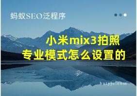 小米mix3拍照专业模式怎么设置的