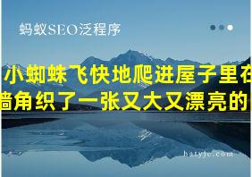 小蜘蛛飞快地爬进屋子里在墙角织了一张又大又漂亮的网