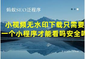 小视频无水印下载只需要一个小程序才能看吗安全吗