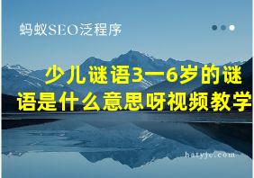 少儿谜语3一6岁的谜语是什么意思呀视频教学