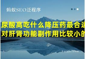 尿酸高吃什么降压药最合适对肝肾功能副作用比较小的