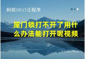 屋门锁打不开了用什么办法能打开呢视频